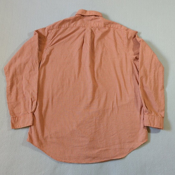 Ralph Lauren Long Sleeve Button Down Shirt Orange White Check Green Pony Size L - Picture 5 of 8